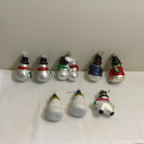 Vintage SNOWMEN CHRISTMAS ORNAMENTS lot of 8 - Picture 7 of 7